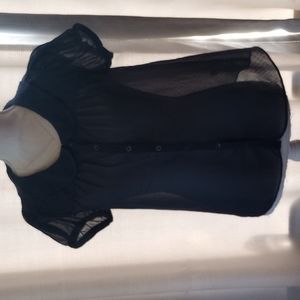 Retro Frenchie navy crepe blouse with cute Peter Pan collar size medium